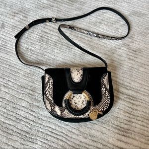 See by Chloe Mini Hana Ring Snake-Print Saddle Bag
